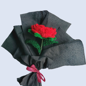 Single Crochet Red Rose with bouqet