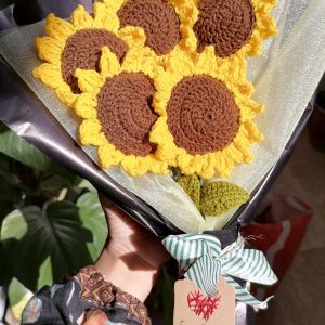 Crochet Sunflower Bouquet(Medium)- 5 Pc